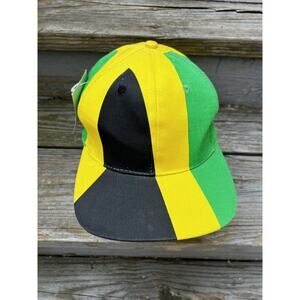 VTG Jamaica Flag SnapBack Baseball Hat Global Caps 1994 NWT Green Yellow Black